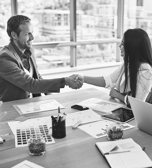 Man and woman shaking hands