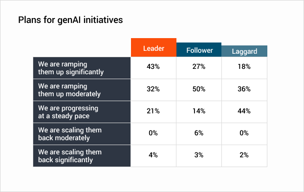 Plans for genAI initiatives