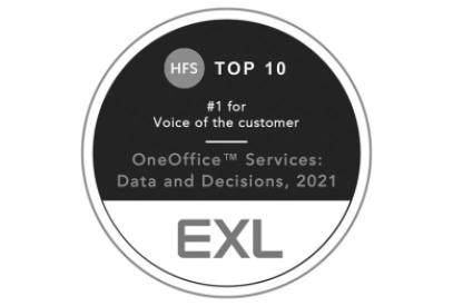 EXL named top provider: 2021 HFS OneOffice™ Services Top 10 Data and Decisions report